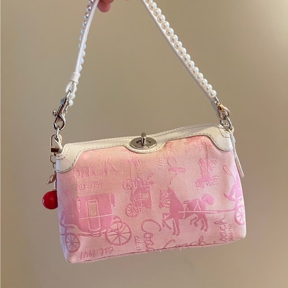 Coach Handbags - Coach Pink and White Shoulder Bag